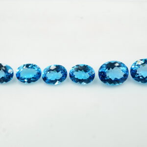 Natural Swiss Blue Topaz Gemstones Oval Faceted Cut, AAA+ Quality (5 Pcs Pack)