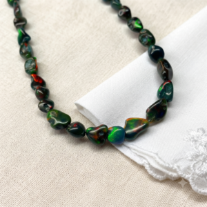 925 Silver Ethiopian Opal Beaded Tumble Necklace