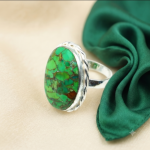 Green Turquoise Ring Gemstone Gift For Her