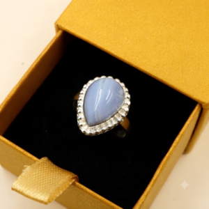 Blue Lace Agate Ring Gemstone Gift For Her