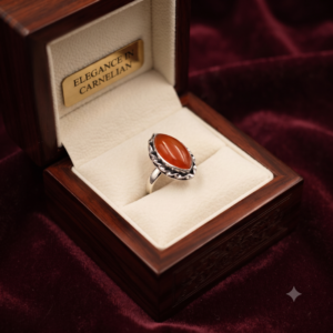 Orange Carnelian Marquise Ring Gemstone Gift For Her