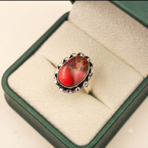 Red Turquoise Ring Gemstone Gift For Her
