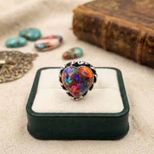 Pink Turquoise Heart Shape Ring Gemstone Gift For Her