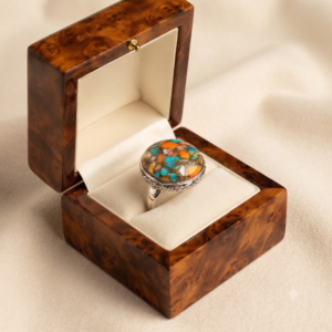 Oyster Turquoise Round Ring Gemstone Gift For Her