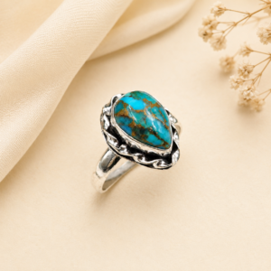 Wonderful Blue Cooper Turquoise Ring Gemstone Gift For Her