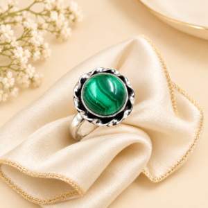 Beautiful Malachite Round Ring Gemstone Gift For Her